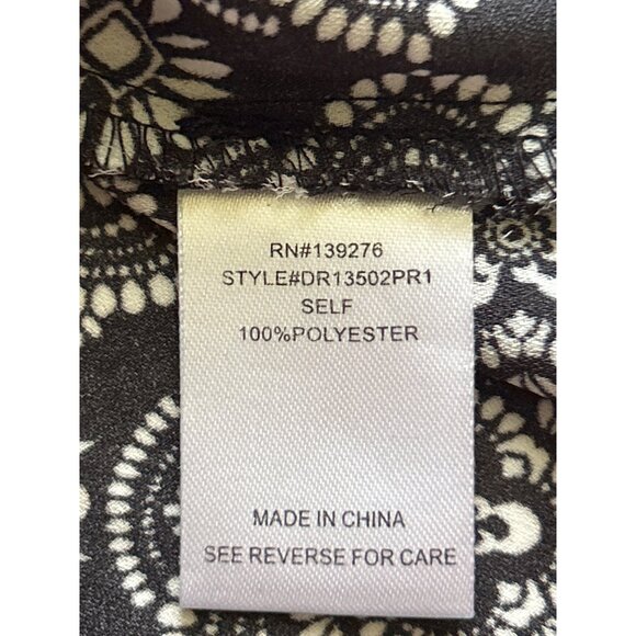 DR2 Womens Black & White Sleeveless V Neck Floral Sheer Top Medium - Picture 5 of 8